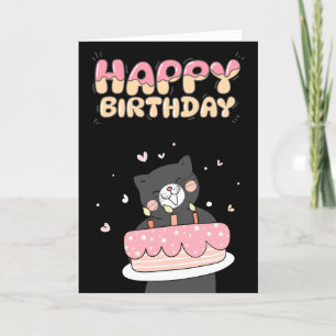 Cartes Pour Fêtes Annuelles Aesthétique mignon 3D Noir heureux anniversaire sa