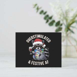 Cartes Pour Fêtes Annuelles AF Raccoon Espresso Lover surstimulé et festif