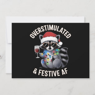 Cartes Pour Fêtes Annuelles AF Raccoon Espresso Lover surstimulé et festif