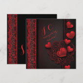 Cartes Pour Fêtes Annuelles Affection tendance Coeurs rouges & dentelle (Devant / Derrière)