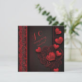 Cartes Pour Fêtes Annuelles Affection tendance Coeurs rouges & dentelle (Debout devant)