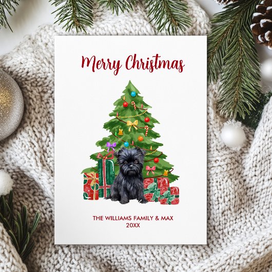 Cartes Pour Fêtes Annuelles Affenpinscher Chien famille Noël