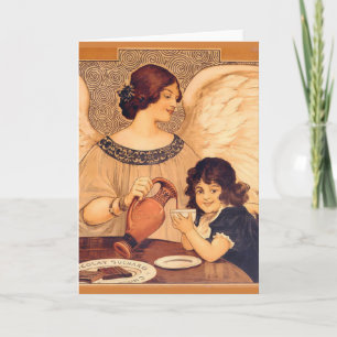 Cartes Pour Fêtes Annuelles Affiche Antique d'Ange au Chocolat Français : Art