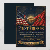 Cartes Pour Fêtes Annuelles Affiche d'amitié Maroc États-Unis, Premiers amis 1 (Devant / Derrière)
