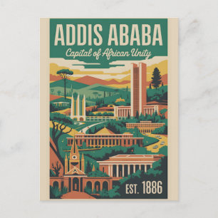 Cartes Pour Fêtes Annuelles Affiche d'art rétro de voyage à Addis-Abeba Éthiop