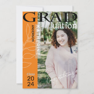 Cartes Pour Fêtes Annuelles Affiche de fin d'études stylisée orange
