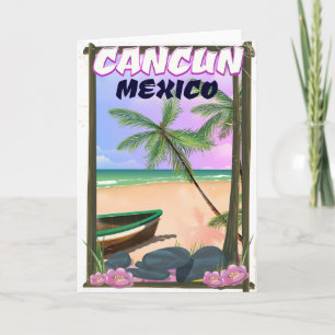 Cartes Pour Fêtes Annuelles Affiche de plage de Cancun au Mexique.