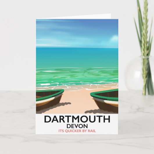 Cartes Pour Fêtes Annuelles Affiche de plage de Dartmouth Devon (Devant)
