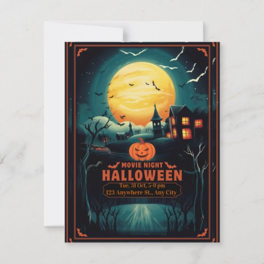 Cartes Pour Fêtes Annuelles Affiche de soirée cinéma Halloween (Devant)