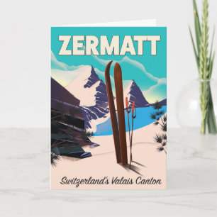 Cartes Pour Fêtes Annuelles Affiche de vacances de ski à Zermatt