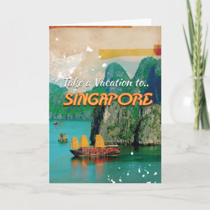 Cartes Pour Fêtes Annuelles Affiche de vacances vintage à Singapour.