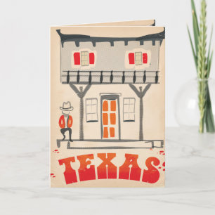 Cartes Pour Fêtes Annuelles Affiche de voyage de style Vintage Texas Cowboy