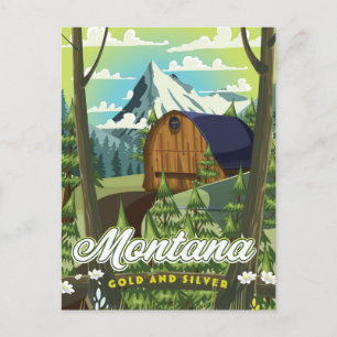 Cartes Pour Fêtes Annuelles Affiche de voyage Montana "Or et argent"