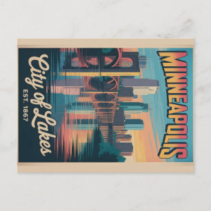 Cartes Pour Fêtes Annuelles Affiche de voyage rétro de Minneapolis Minnesota