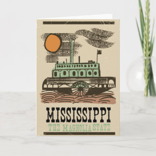 Cartes Pour Fêtes Annuelles Affiche de voyage vintage bateau sur le fleuve Mis