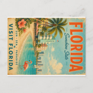 Cartes Pour Fêtes Annuelles Affiche de voyage vintage de l'État du Sunshine en
