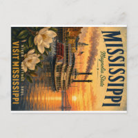 Affiche de voyage vintage sur le fleuve Mississipp