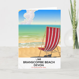 Cartes Pour Fêtes Annuelles Affiche vintage de la plage de Branscombe Devon