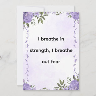 Cartes Pour Fêtes Annuelles Affirmation de force et de calme à fleurs violette