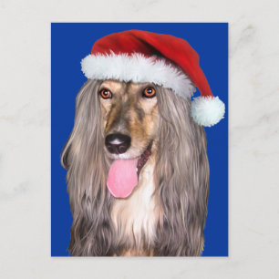 Cartes Pour Fêtes Annuelles Afghan Hound Santa Claus