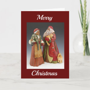 CARTES POUR FÊTES ANNUELLES AFRICAIN AMERICAN PÈRE NOËL ET MRS. CLAUS WISHES