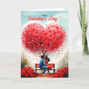 Cartes Pour Fêtes Annuelles African American Couple Heart Tree Saint Valentin