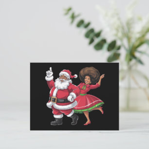 Cartes Pour Fêtes Annuelles African Père Noël Mme Claus Dansant Noël américain
