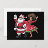 Cartes Pour Fêtes Annuelles African Père Noël Mme Claus Dansant Noël américain (Devant / Derrière)