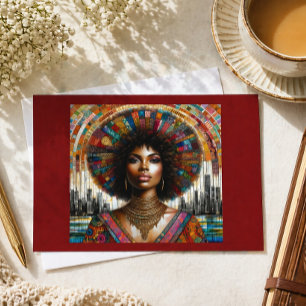 Cartes Pour Fêtes Annuelles Afrofuturisme Portrait de Femme Noire Art Audacieu