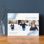 Cartes Pour Fêtes Annuelles Agate glacée | Hanoukka Photo Collage Card<br><div class="desc">Envoyez vos salutations Hanoukka à vos amis et à votre famille avec nos élégants cartes photos. Conçue pour accueillir trois de vos photos carrés préférées disposées côte à côte dans un format collage, la carte présente des illustrations en ardoise géode aquarelle en bleu clair, pour un look moderne et festif....</div>