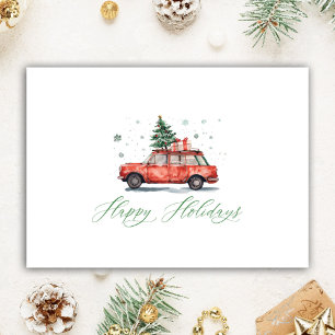 Cartes Pour Fêtes Annuelles Agent immobilier personnalisé Aquarelle Voiture av