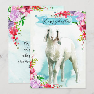 Cartes Pour Fêtes Annuelles Agneau blanc Joyeux voeux de Pâques
