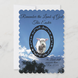 Cartes Pour Fêtes Annuelles Agneau encadré ovale Nuages Solaires Nuages Plat H