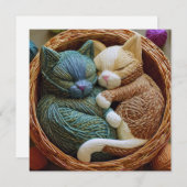 Cartes Pour Fêtes Annuelles AI Yarn Cat (Devant / Derrière)