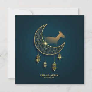 Cartes Pour Fêtes Annuelles Aïd al Adha Moubarak Croissant de chèvre Lampe tra