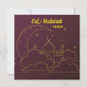 Cartes Pour Fêtes Annuelles Aïd Moubarak 1445 Hijriah Line art