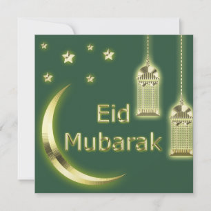Cartes Pour Fêtes Annuelles Aïd Moubarak Croissant islamique Lanterne verte do