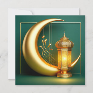 Cartes Pour Fêtes Annuelles Aïd Moubarak Croissant-lanterne islamique traditio
