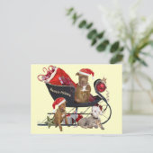 Cartes Pour Fêtes Annuelles Aides de Pitbill Terrier Père Noël (Debout devant)