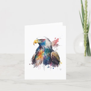 Cartes Pour Fêtes Annuelles Aigle B Oiseau Américain En Aquarelle Et Stylo