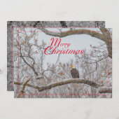 Cartes Pour Fêtes Annuelles Aigle Dans La Tempête De Neige (Devant / Derrière)