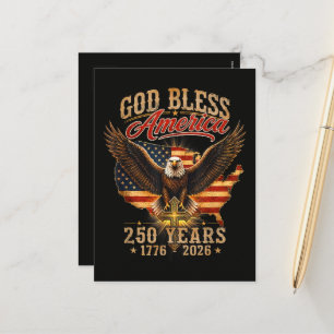 Cartes Pour Fêtes Annuelles Aigle Dieu Bénisse l'Amérique 250 Ans 1776 2026