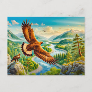 Cartes Pour Fêtes Annuelles Aigle d'or au-dessus de la vallée de la Montagne