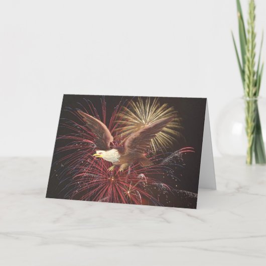 Cartes Pour Fêtes Annuelles Aigle et feux d'artifice (Devant)