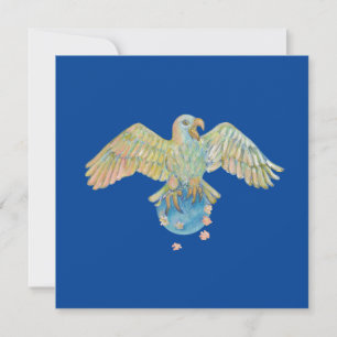 Cartes Pour Fêtes Annuelles Aigle transportant la Terre Bleu Profond