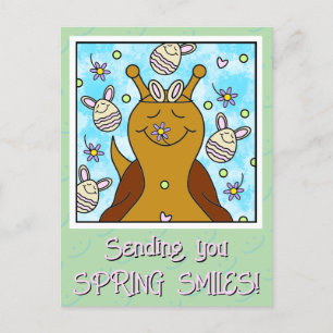 Cartes Pour Fêtes Annuelles Aiguille Mignonne Avec Oeufs De Lapin Envoi Sourir