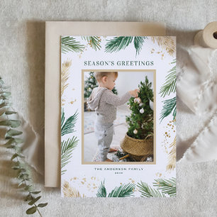 Cartes Pour Fêtes Annuelles Aiguilles de pin de Faux Foil Bonnes Fêtes photo