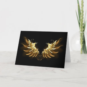 Cartes Pour Fêtes Annuelles Ailes d'Ange d'or sur arrière - plan noir