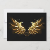 Cartes Pour Fêtes Annuelles Ailes d'Ange d'or sur arrière - plan noir (Devant)