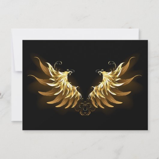 Cartes Pour Fêtes Annuelles Ailes d'Ange d'or sur arrière - plan noir (Devant)